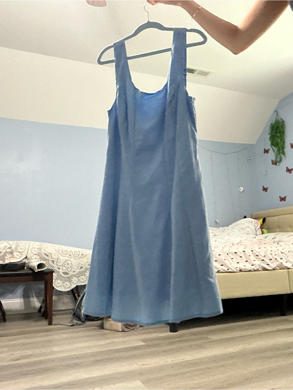 Sleeveless Light Blue Midi A-Line Dress